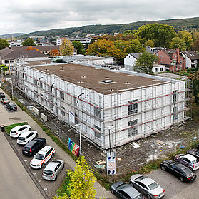 Drohnenaufnahme des neuen Gebäudes