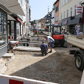 Bauarbeiter auf der Baustelle in der Niederhut.