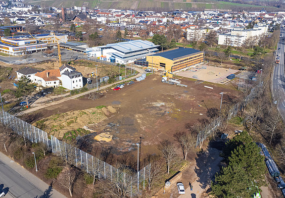 Sportplatz im Wiederaufbau: Erdarbeiten