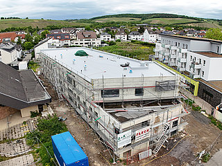 Der Rohbau der Kita St. Pius von oben.