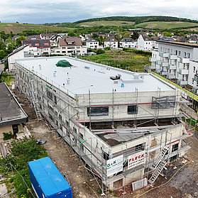 Der Rohbau der Kita St. Pius von oben.