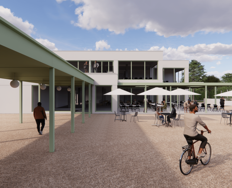 Die neue Kurpark-Terrasse Bad Neuenahr wird ein helles Gebäude mit Sitzmöglichkeit und Eventfläche