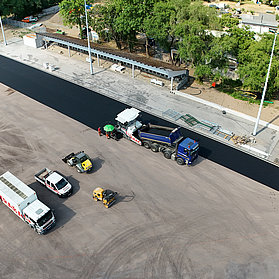 Im Zuge der Bauarbeiten wird am Apollinarisstadion der Bodenbelag erneuert.