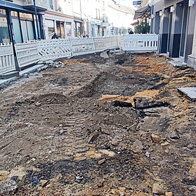 Offene Baustelle von Nahem.