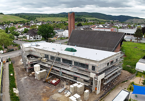 Der Rohbau der Kita St. Pius von oben.