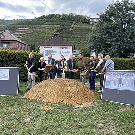 Spatenstich für das neue Wasserwerk Walporzheimer Straße in Bad Neuenahr-Ahrweiler, Projekt im Bau im Ahrtal.